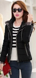 2018 New Fashion Women Winter Down jacket  Big yards Thickening Super Warm Coats Hooded Jacket Splicing Slim Women Coat G1558