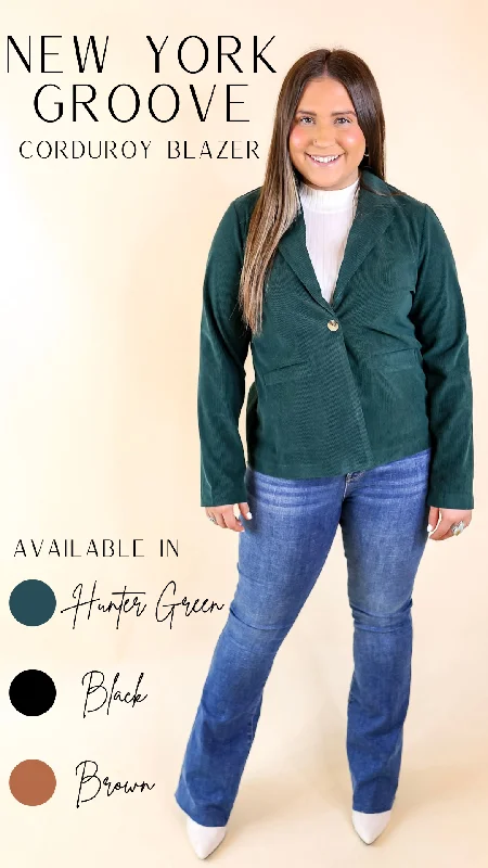 New York Groove Corduroy Blazer in Hunter Green