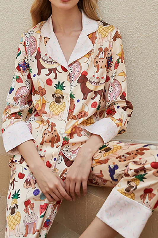 dessert-dog-print-home-long-sleeved-two-piece-set