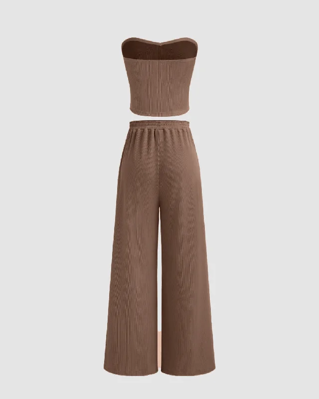 ruched-tube-top-and-wide-leg-trousers-in-chocolate-brown