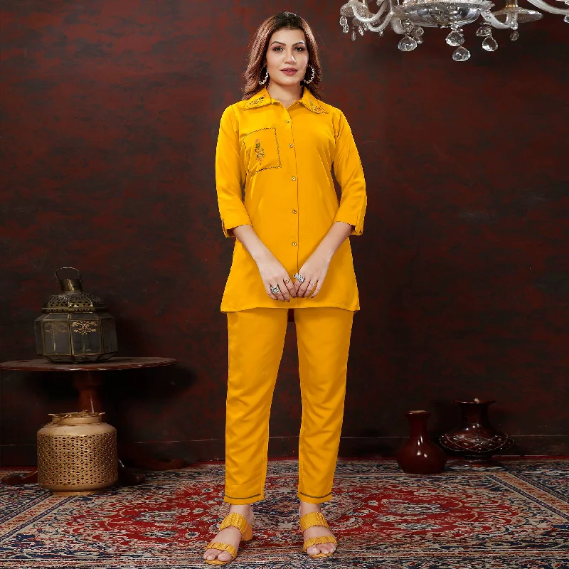 yellow-embroidered-cotton-blend-co-ord-set