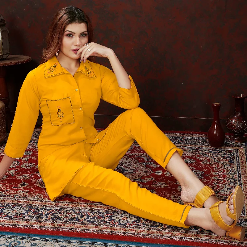 yellow-embroidered-cotton-blend-co-ord-set