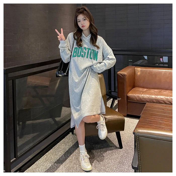 NiDELL Korean Casual Women's Early Autumn Winter Chic Design Sense Niche Age-Reducing Fried Street Loose Long Sleeve Sweatershirt Dress Trend