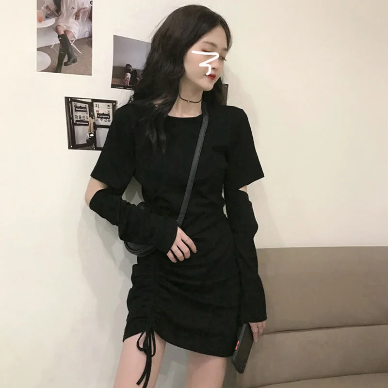 NiDELL Pure Desire Style Dress for Women Autumn and Winter . New Sweet Hot Girl Design Sense Small Black Sheath Short Skirt