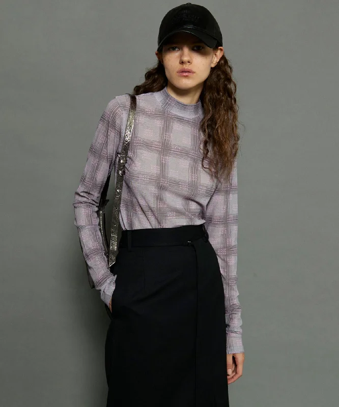 【24AUTUMN PRE-ORDER】FOCUS Checkered Turtleneck Tops