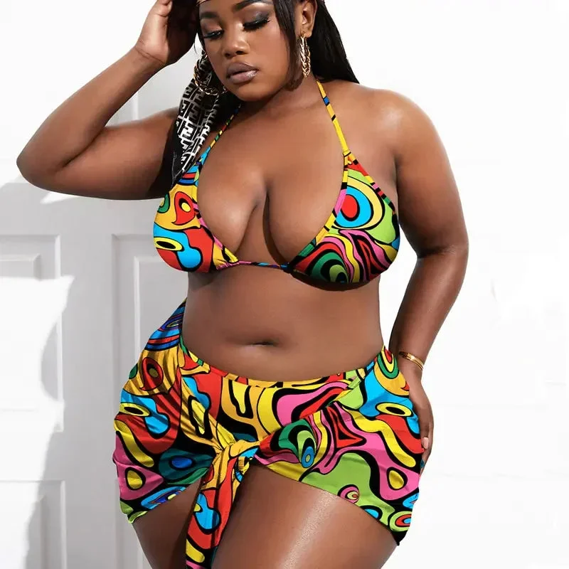 3 Piece Plus Size Swimsuit Set