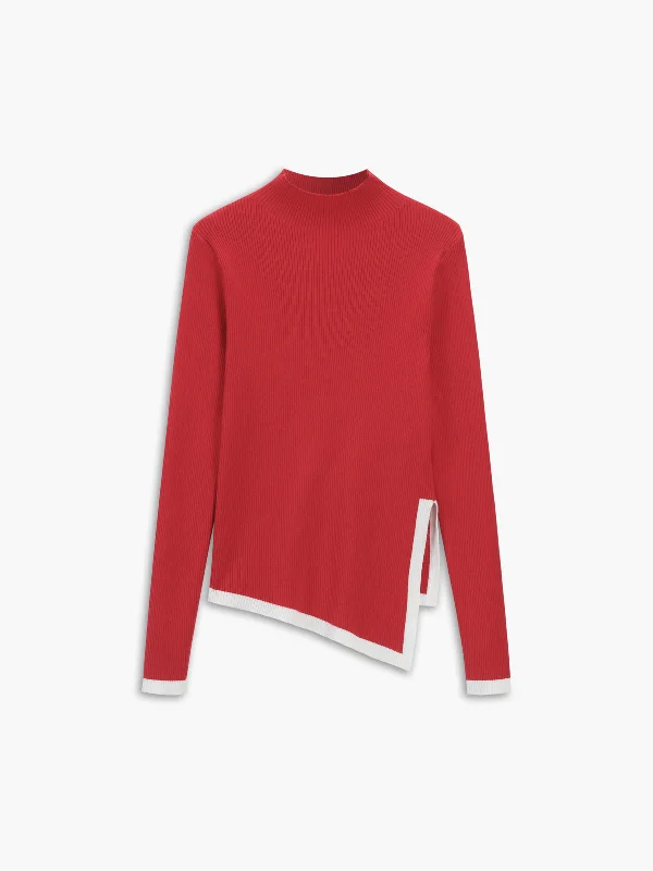 asymmetrical-trim-mockneck-sweater