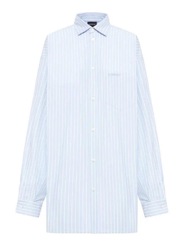 ASYMMETRIC SHIRT COTTON STRIPE POPLIN