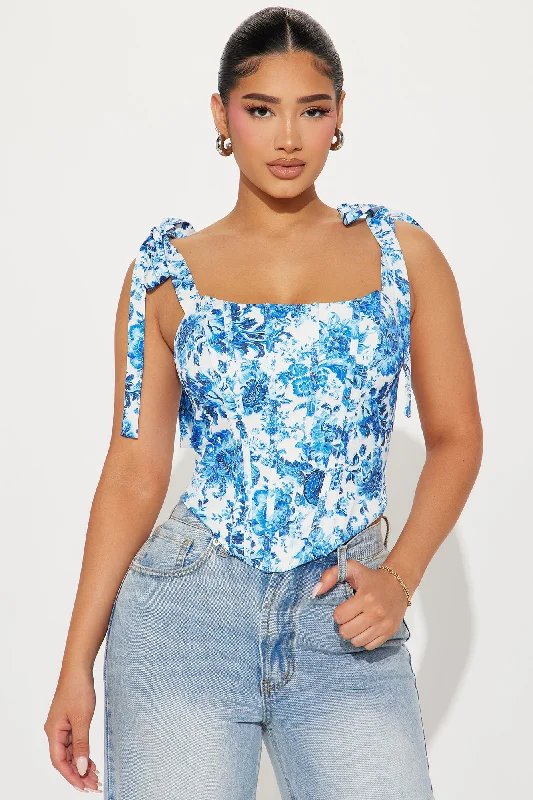 Belmont Corset Top - Blue/combo