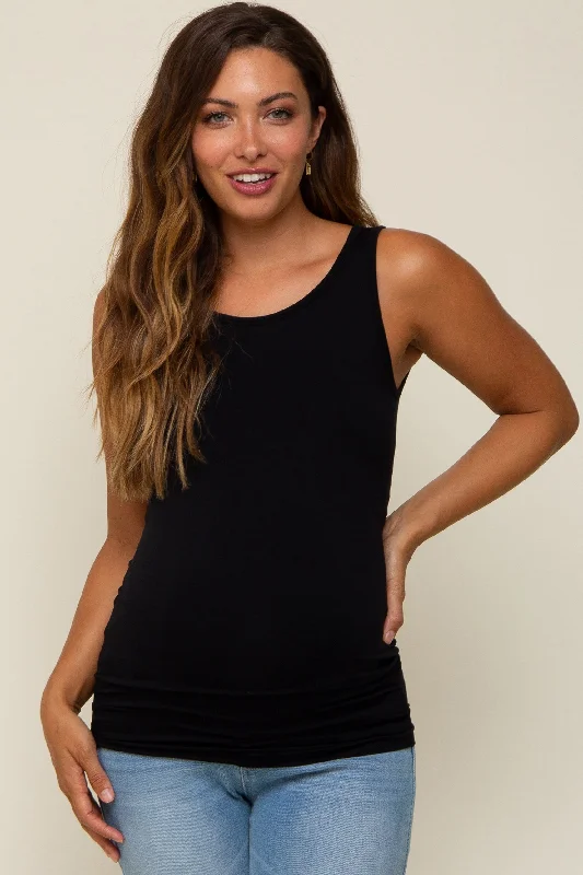 Black Basic Seamless Maternity Tank