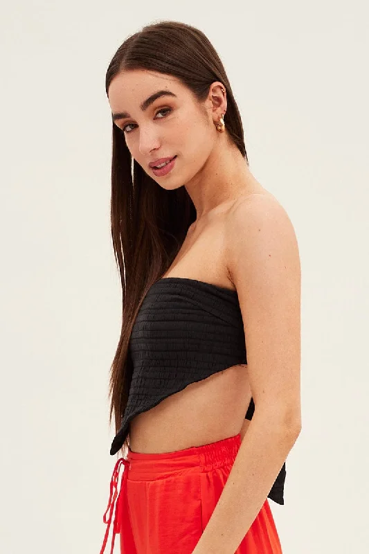 black-shirred-strapless-tie-back-bandana-hem-top-wc1489-47nb