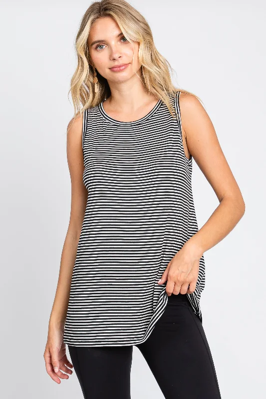 black-striped-sleeveless-maternity-tank-top