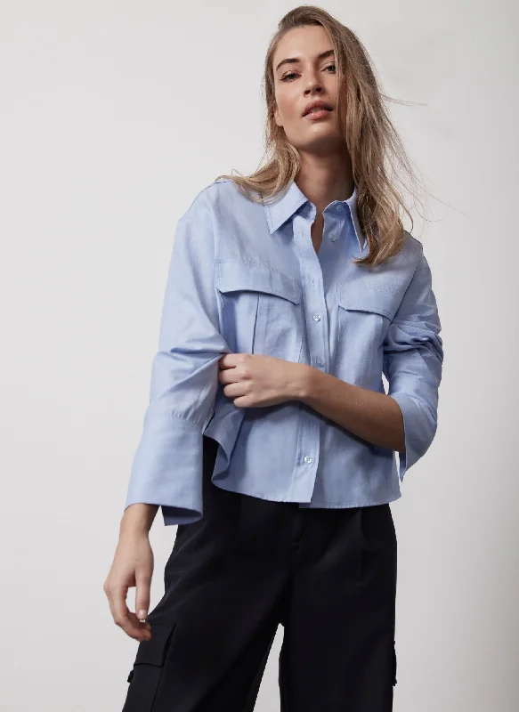 Blue Cropped Utility Shirt