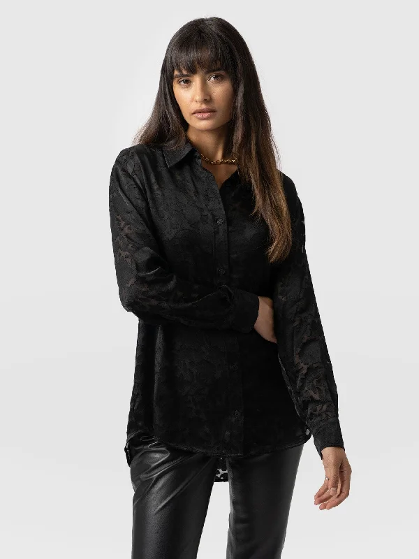 Boyfriend Shirt - Black Burnout