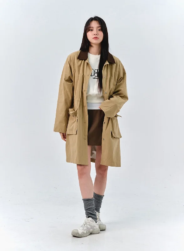 Buttoned Relaxed Trench Coat OO316