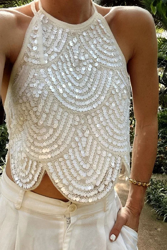 cleo-white-sequin-halter-tie-top