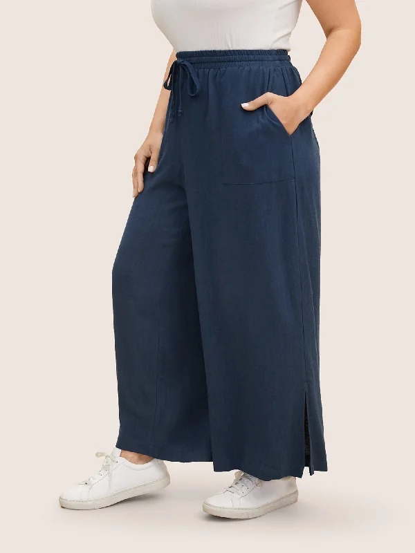 cotton-linen-drawstring-split-hem-wide-leg-pants