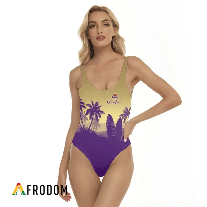 Crown Royal Palm Tree Surfboard One-piece Swimsuit