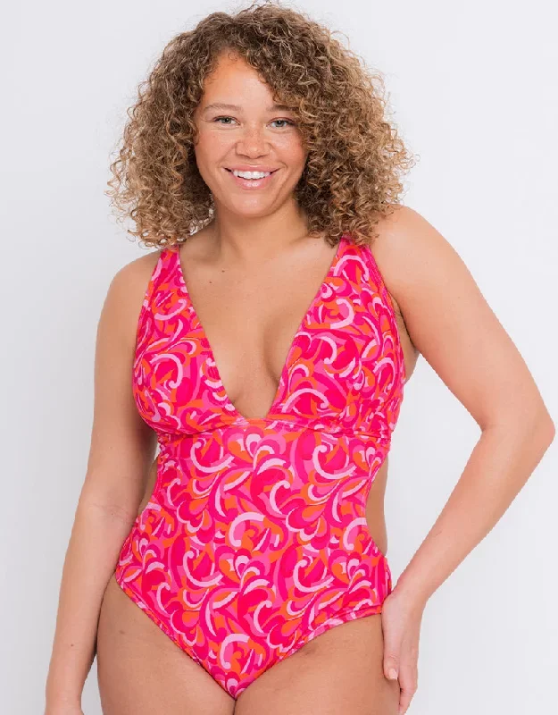 Curvy Kate Retro Wave Non Wired Multiway Swimsuit Print Mix