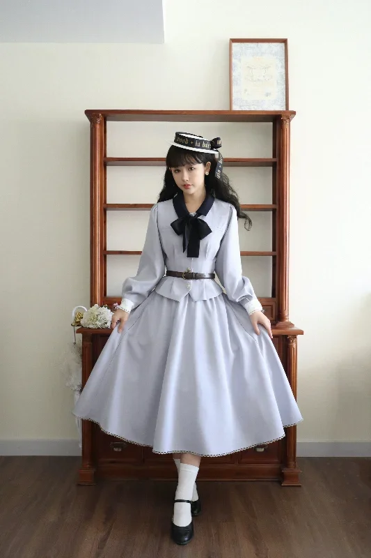 Sweet Wood~Daily Lolita Skirt Set Long sleeve Coat Dress Set