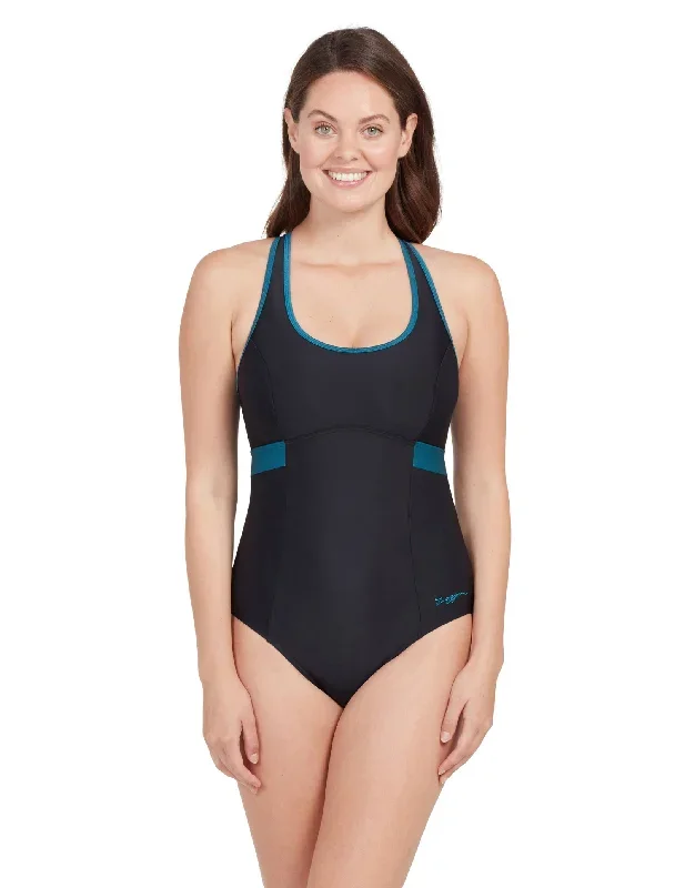 Dakota Crossback Swimsuit - Black/Green