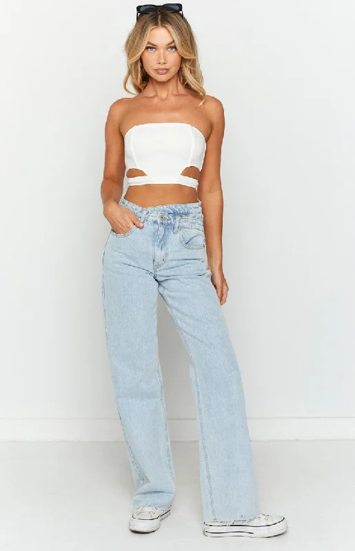 Emerson White Strapless Crop Top