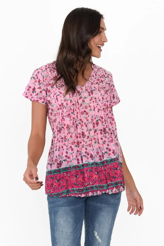 Fia Pink Meadow Cotton Top