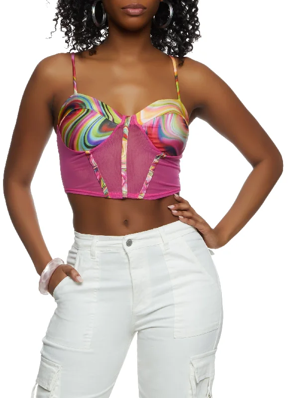 Swirl Print Padded Bustier Corset Top