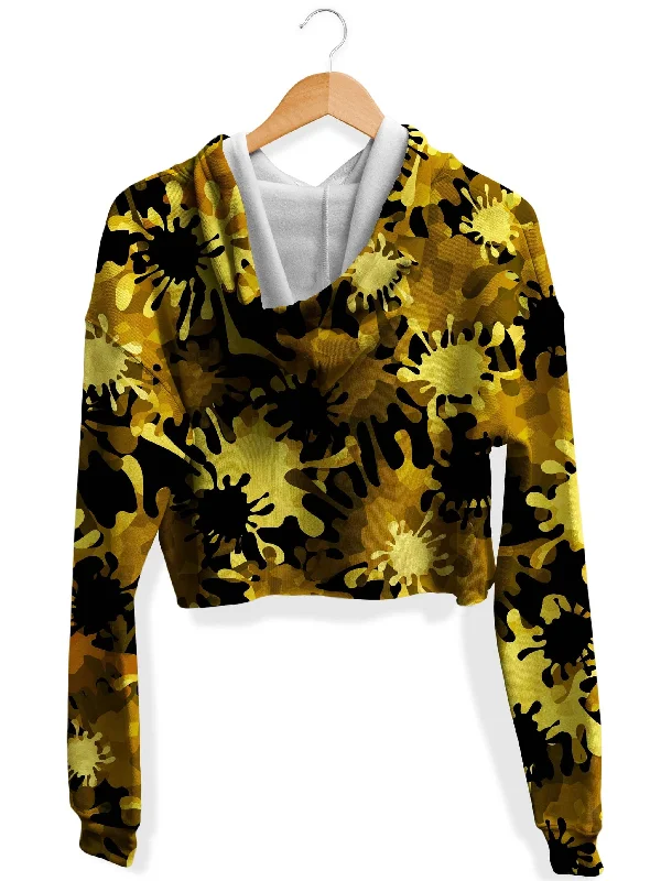 gold-splatter-fleece-crop-hoodie