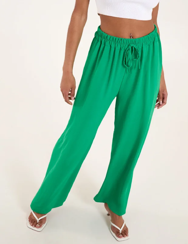 green-drawstring-wide-leg-trousers