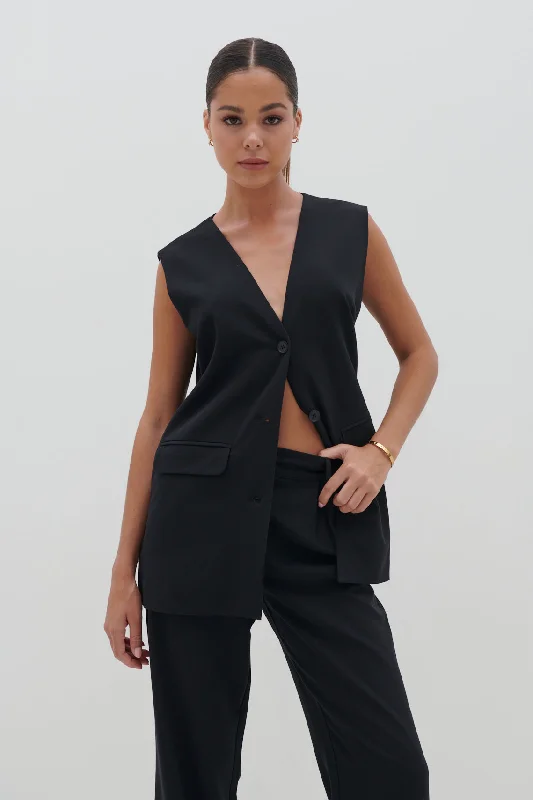 Harlee Sleeveless Waistcoat - Black