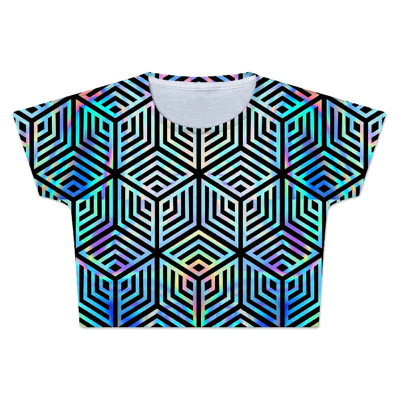 Holographic Hexagon Crop Tee