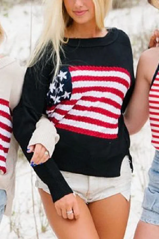 independence-day-patchwork-long-sleeved-crew-neck-knitted-sweater