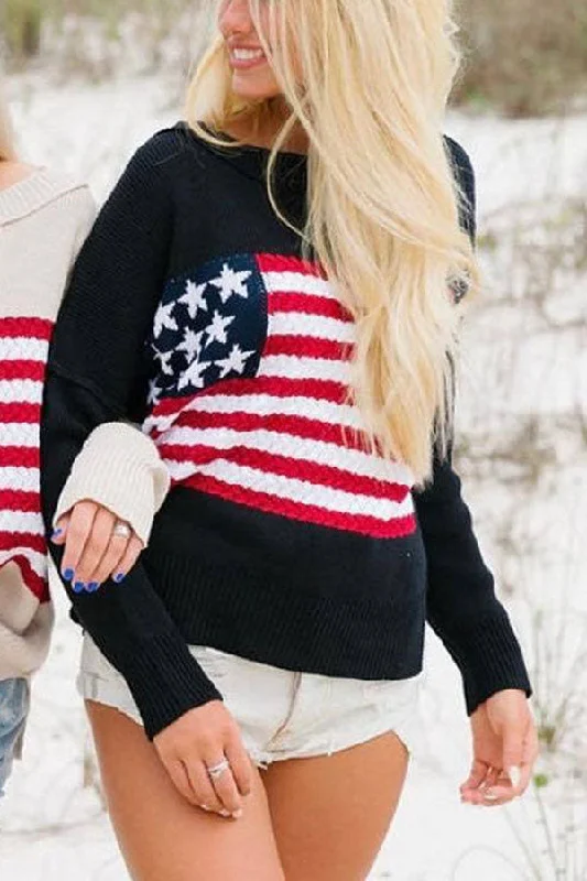 independence-day-patchwork-long-sleeved-crew-neck-knitted-sweater