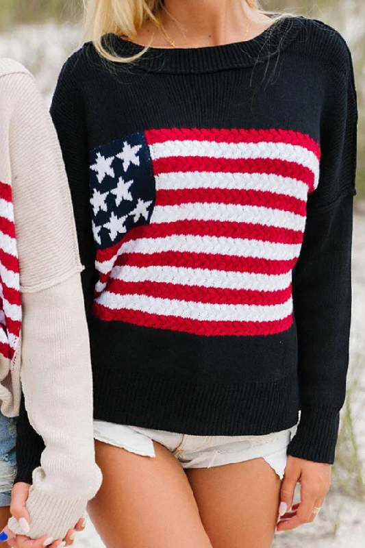 independence-day-patchwork-long-sleeved-crew-neck-knitted-sweater