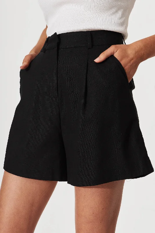 kaiko-shorts-in-black-cotton-linen-blend