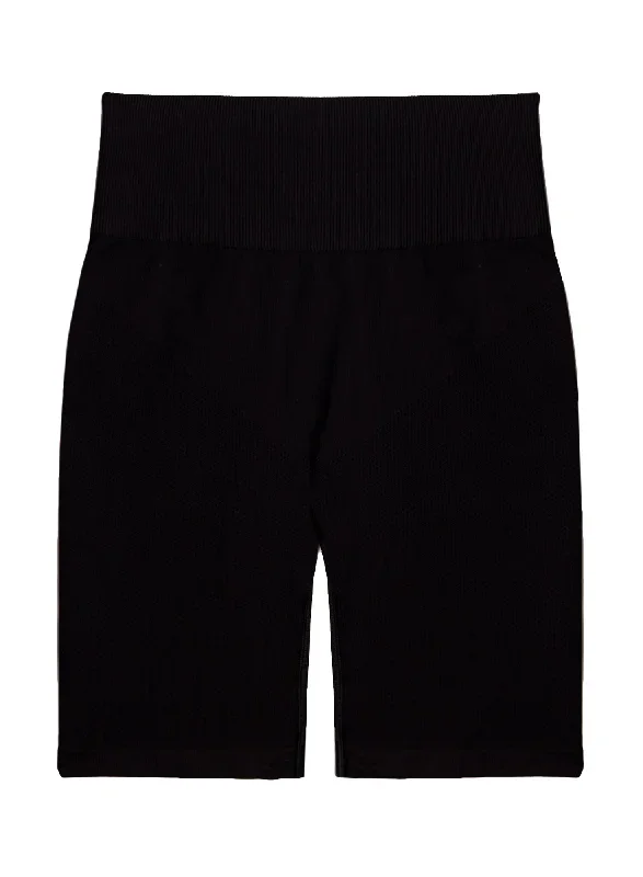 le-body-perforated-knit-bike-short-black