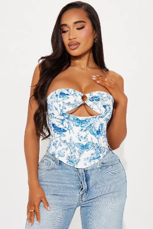 Magic Garden Corset Top - Blue/combo