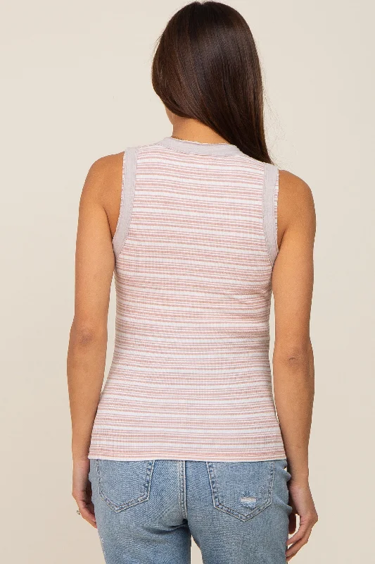 mauve-striped-raw-hem-trim-maternity-tank-top