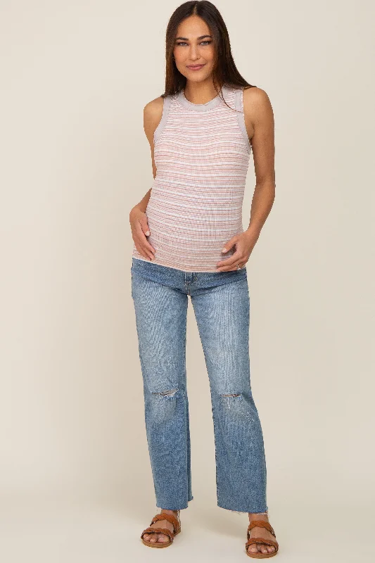 mauve-striped-raw-hem-trim-maternity-tank-top