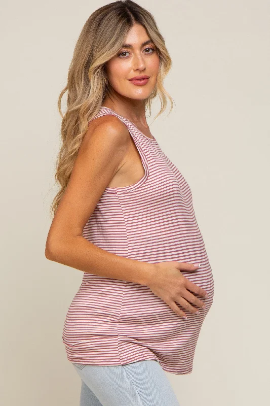 mauve-striped-sleeveless-maternity-tank-top