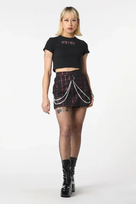 Metallic Checks Skort