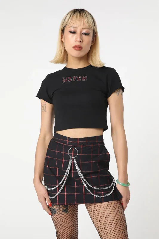 metallic-checks-skort