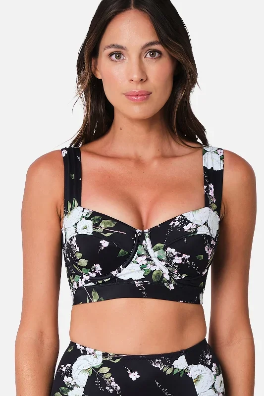 Original Bustier Balconette Bikini Bralette LONDON BOTANICAL BLACK