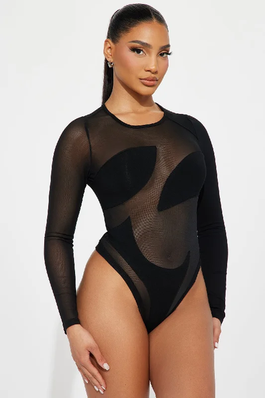 Party Favor Mesh Bodysuit - Black