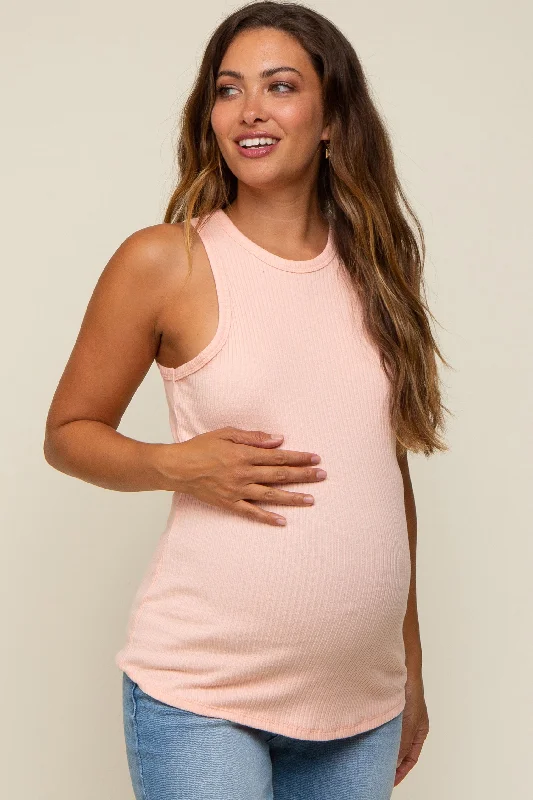 peach-ribbed-basic-maternity-tank-top-1