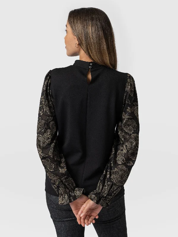 penny-puff-sleeve-long-sleeve-black-gold-floral-burnout