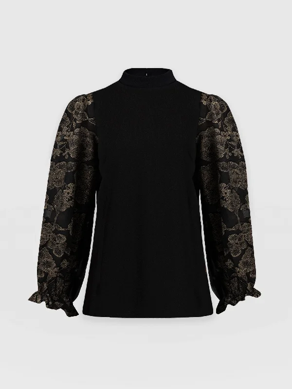 penny-puff-sleeve-long-sleeve-black-gold-floral-burnout