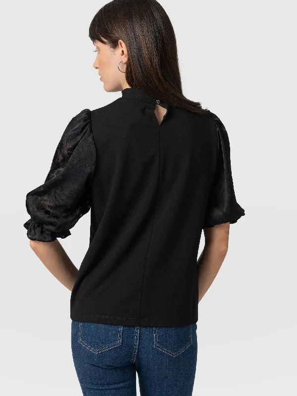 penny-puff-sleeve-top-black-burnout