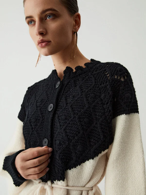 pointelle-knit-patchwork-tie-front-sweater